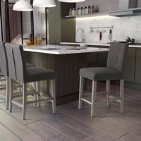 CorLiving - Leila Fabric Square Tufted Counter Height Barstool - Charcoal Brown - Left View