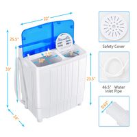 Costway - 13 lb. Portable Compact Mini Twin Tub Washing Machine with Drain Pump Spinner - Blue an... - Left View