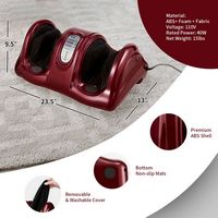 Costway - Shiatsu Foot Massager Kneading and Rolling Leg Calf Ankle with Remote Burgundy - Burgun... - Left View