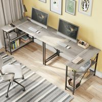 Bestier 47inch Small L Shaped Desk with Storage Shelves Corner Gaming Computer Desk - light grey - Left View