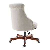 Linon Home Décor - Scotmar Plush Button-Tufted Adjustable Office Chair With Wood Base - Natural - Left View