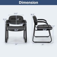Costway Waiting Room Chair Set of 2 with Sled Base and Padded Arm Rest Home - Black - Left View