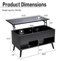 Costway 31.5''  Lift Top CoffeeTable ModernTable W/ Hidden Compartment&Wood Legs For Home - Black - Left View