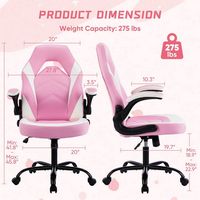 Bestier - Ergonomic Faux Leather Adjustable Reclining Swiveling PC and Racing Game Chair with Pad... - Left View