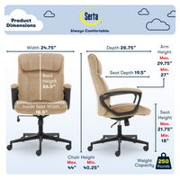 Serta - Hannah Upholstered Executive Office Chair with Pillowed Headrest - Soft Plush - Beige - Left View