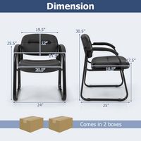 Costway Waiting Room Chair Set of 4 with Sled Base and Padded Arm Rest Home - Black - Left View