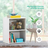 Costway - 2 Tier Open Shelf Night Stand End Table Sofa Side Storage Display Furni - White - Left View