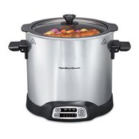 Hamilton Beach - Sear & Cook Stockpot 10 Quart Slow Cooker - Silver - Left View