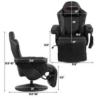 Costway - Massage Gaming Recliner Reclining Racing Chair Swivel - Black - Left View