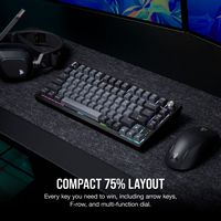 CORSAIR - K65 PLUS WIRELESS 75% RGB Mechanical Pre-Lubricated MLX Red Linear Switch Gaming Keyboa... - Left View