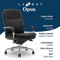 La-Z-Boy - Opus Executive Mid-Back Bonded Leather Office Chair - Black and Chrome - Left View