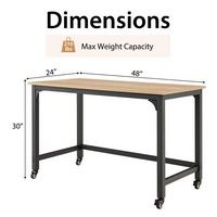 Costway - Rolling Computer Desk with Wood Top - Black and Natural - Left View