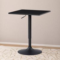 CorLiving - Square Adjustable Pedestal Dining Table - Black - Left View