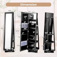 Costway 360° Rotatable Jewelry Cabinet Armoire 2-in-1 Lockable Mirrored - Black - Left View