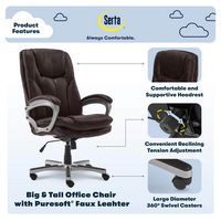 Serta - Benton Big and Tall Puresoft Faux Leather Executive Office Chair - Chestnut - Left View