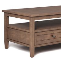 Simpli Home - Warm Shaker Rectangular Rustic Wood 2-Drawer Coffee Table - Rustic Natural Aged Brown - Left View