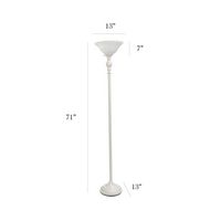 Elegant Designs - 1 Light Torchiere Floor Lamp with Glass Shade - Marbleized White - Left View