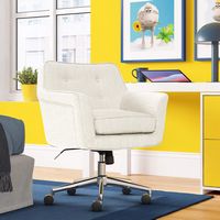 Serta - Ashland Memory Foam & Twill Fabric Home Office Chair - Ivory - Left View