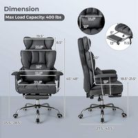 Costway - Big and Tall Executive Office Chair with Footrest Lumbar Support - Grey - Left View