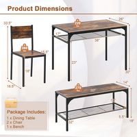 Costway Dining Table Set for 4 Rectangular Table with 2 Chairs, 1 Bench, Storage Racks - Rustic B... - Left View