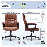 Serta - Hannah Upholstered Executive Office Chair with Pillowed Headrest - Smooth Bonded Leather ... - Left View