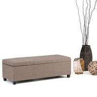 Simpli Home - Avalon Rectangular Polyester Ottoman With Inner Storage - Fawn Brown - Left View