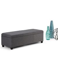 Simpli Home - Avalon Rectangular Polyester Ottoman With Inner Storage - Slate Gray - Left View