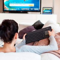 Logitech - K400 Plus TKL Wireless Membrane Keyboard for PC/TV/Laptop/Tablet with Built-in Touchpa... - Left View