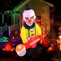 Costway - 6 x 8 ft Inflatable Head Turning Clown LED Lighted Animated Clown w/ Hammer & Flashing ... - Left View