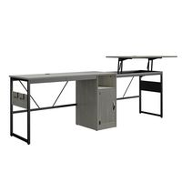 Bestier - Standing L-Shaped Computer Desk with Storage Cabinet - Gray - Left View