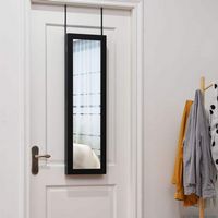 Costway - Wall Door Mounted Mirrored Jewelry Cabinet Storage Organizer - Black - Left View