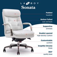 La-Z-Boy - Sonata Executive Mid-Back Bonded Leather Office Chair - Light Gray and Graphite - Left View