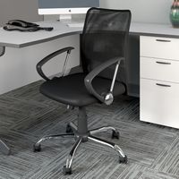 CorLiving WHL-709-C Office Chair with Contoured Mesh Back - Black - Left View