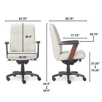 La-Z-Boy - Dawson Faux Leather and Wood Frame Executive Chair - White - Left View