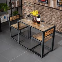 Costway 3 pcs Dining Set Compact Table and 2 Chair Home Kitchen Breakfast Antique - Antique Brown - Left View