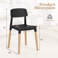 Costway Dining Side Chairs Set of 4 with Ergonomic Backrest Wide Seat & Sturdy Wooden Legs - Black - Left View