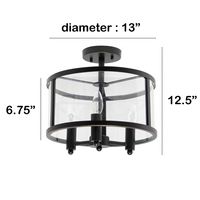 Lalia Home - 3 Light Semi-flushmount Glass and Metallic Accented - Black - Left View