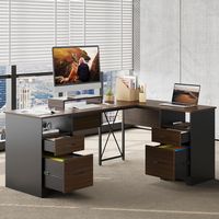 Bestier 63-inch L-Shaped Gaming Desk with Two File and Storage Drawers Corner Executive Desk for ... - Left View