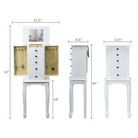 Costway - Jewelry Cabinet Storage Chest Standing Organizer Mirror - White - Left View
