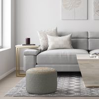 Simpli Home - Serena Round Braided Pouf - Dove Grey - Left View