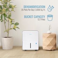 Keystone - 35-Pint 6.35 Quart Dehumidifier - White - Left View
