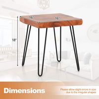 Costway 2 PCS Square End Table Accent Side Table Reclaimed Indonesia Teak Wood Plant Stand Patio ... - Left View