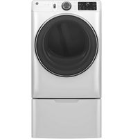 GE - 7.8 Cu. Ft. Stackable Smart Electric Dryer with Steam - White - Left View