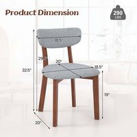 Costway Upholstered Dining Chairs Set of 2 with Solid Rubber Wood Frame, Curved Backrest - Grey - Left View