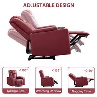 Bestier Power Chair Faux Leather Electric Recliner Sofa with Cup Holders and USB Ports - Red - Left View