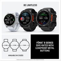 Garmin - fēnix 8 AMOLED  GPS Smartwatch 43mm Fiber-reinforced polymer - Silver - Left View