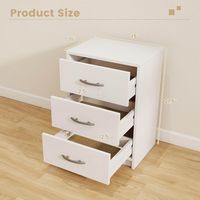 Costway 2 PCS 3-Drawer Nightstand Modern Bedside Table with Storage Anti-Toppling Kit for Bedroom... - Left View