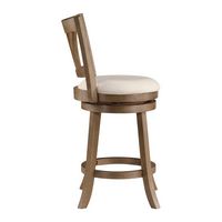 OSP Home Furnishings - Miller Swivel Counter Stool - Linen/Medium Oak - Left View