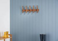 TRINITY - DRAKESTONE | Mid-Century Coat Rack w/ 5 Wooden Hooks | - Walnut - Left View