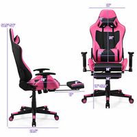 Costway - Massage Gaming Chair Reclining Racing Office Computer Chair with Footrest Pink - Pink +... - Left View